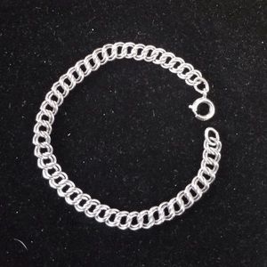 Sterling Silver Double link Curb Chain Charm Brace